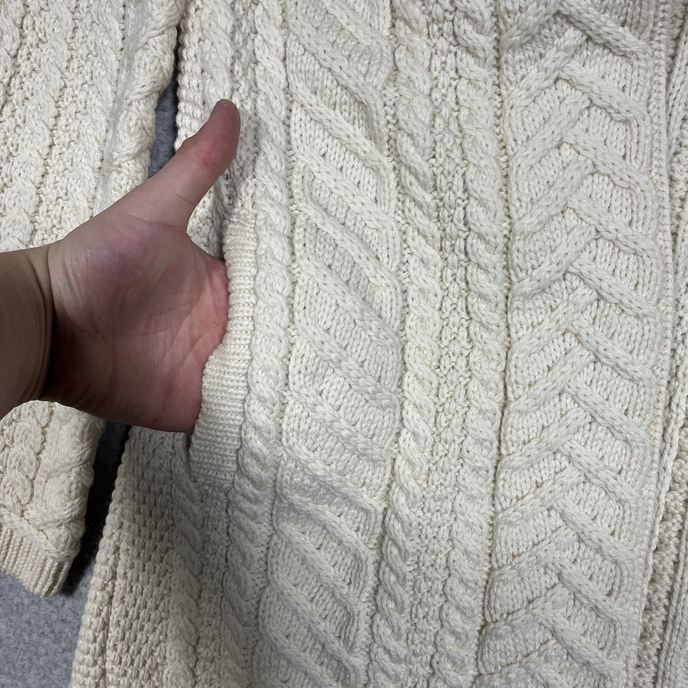 Aran Crafts Sweater Cardigan Womens Medium Ivory 100% Soft Merino Wool Ireland - Picture 7 of 9